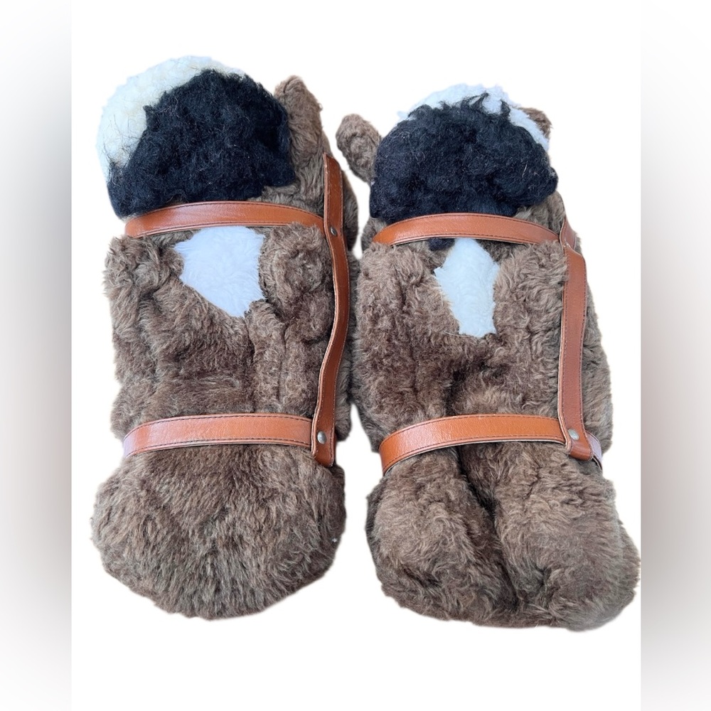 Rare Vtg 1986 Plush Horse Head Slippers Size L Barbara’s Unbearable BROKENSTRAP